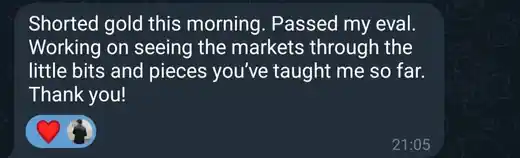 Message from a student saying they passed their evaluation